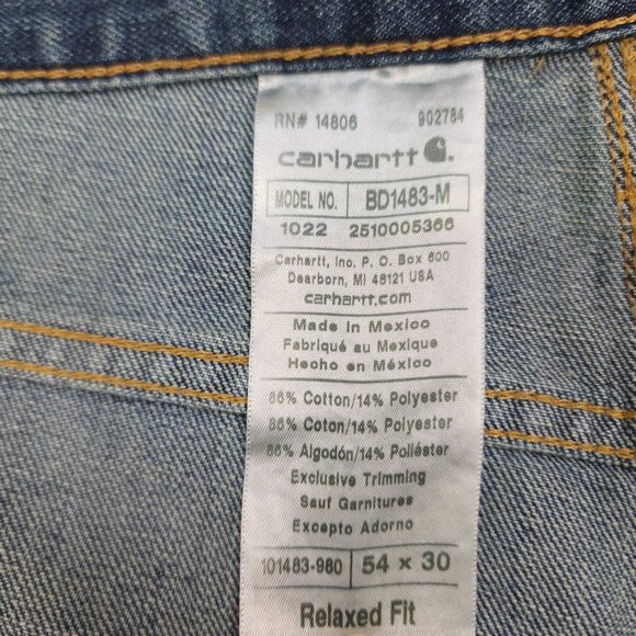 Carhartt Mens Holter Relaxed Fit Jeans 54x30 Denim Straight Leg Sits At Waist - Picture 8 of 10